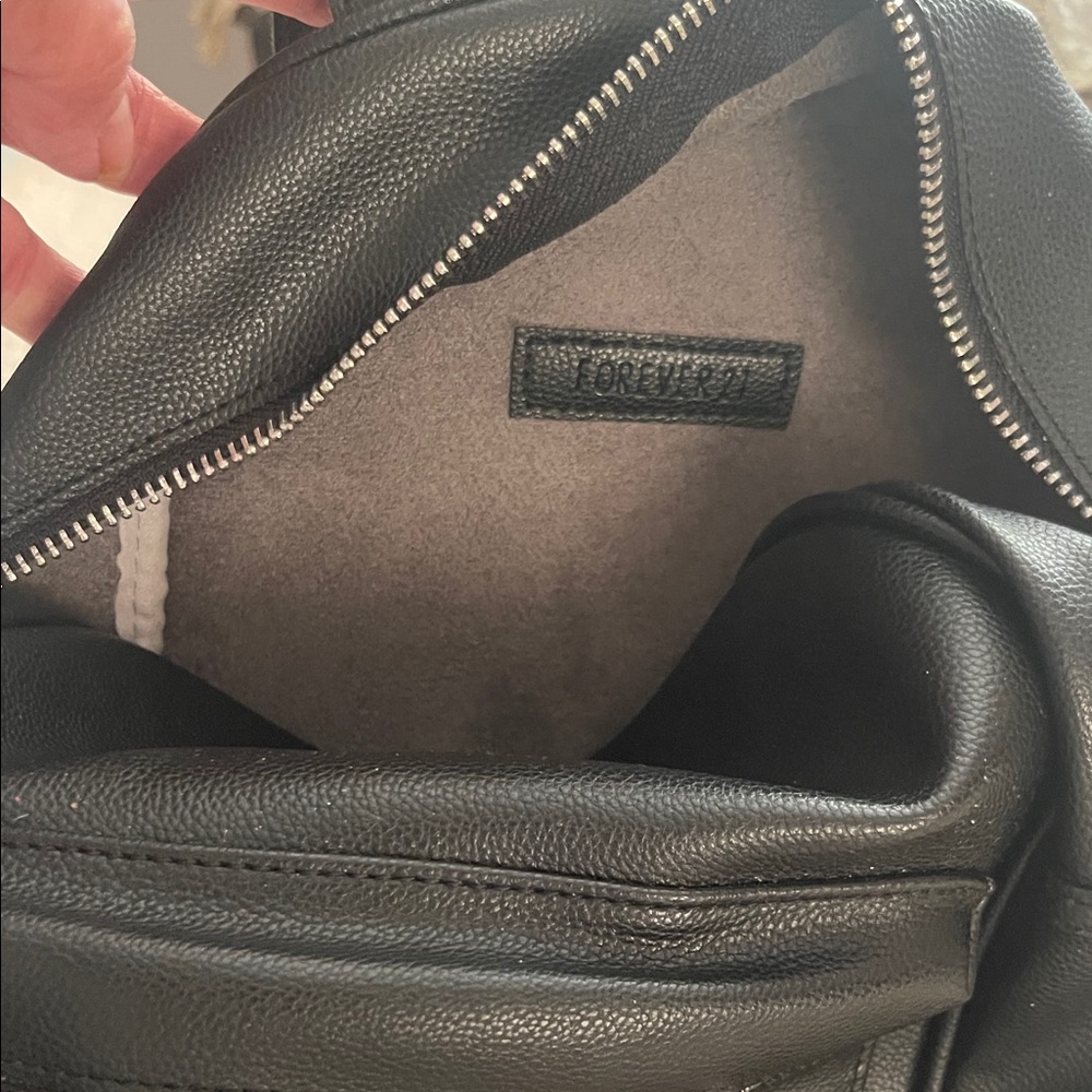 Forever 21 Black Leather Backpack
